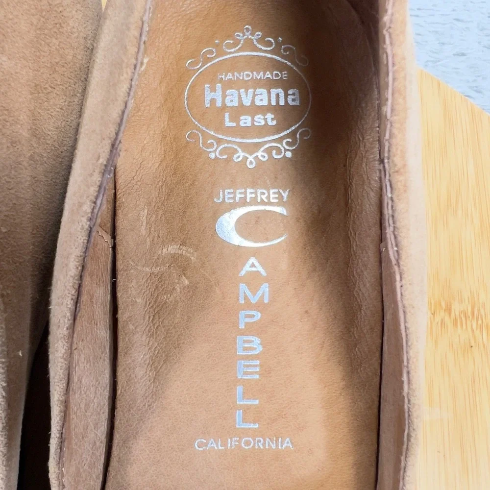 Jeffrey Campbell LadyLike Tan Suede Wedge Pumps Bow Womens Size 6.5 New Havana